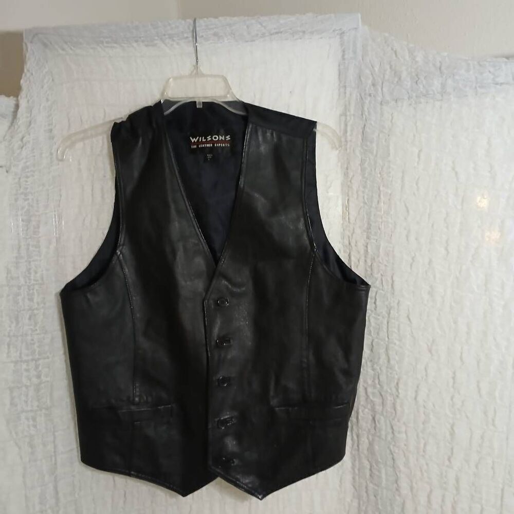 Wilsons Vtg Men's Black Leather Vest Size L